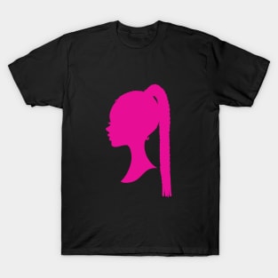 Hot pink Black Barbie with braids silhouette T-Shirt